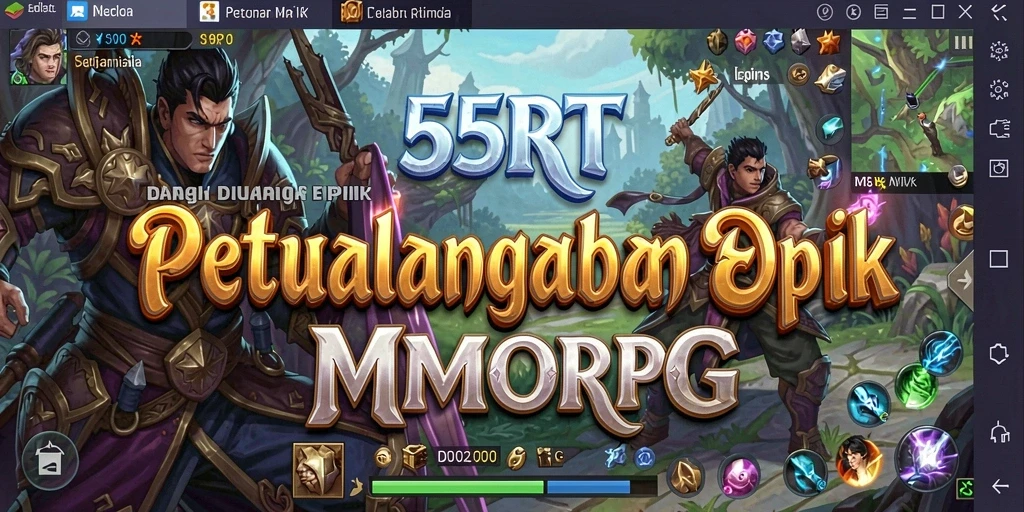 Tampilan gameplay MMORPG 55RT yang menakjubkan dan interaktif.