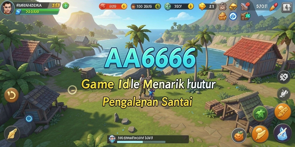 Tampilan gameplay AA666 dengan karakter yang bekerja secara otomatis.