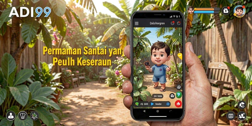 Tampilan gameplay yang menarik dan cerah dalam ADI99.
