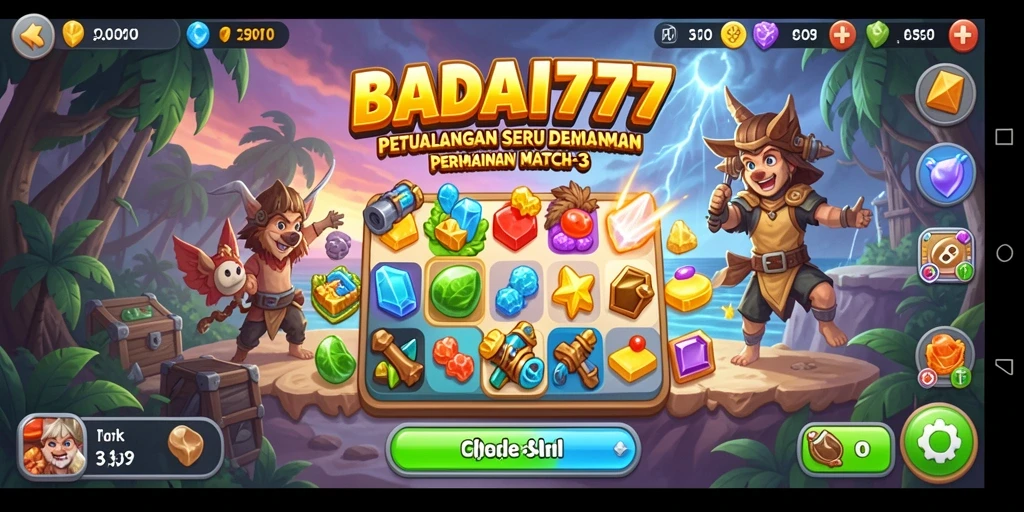 Tampilan menarik dari gameplay Match-3 BADAI777.