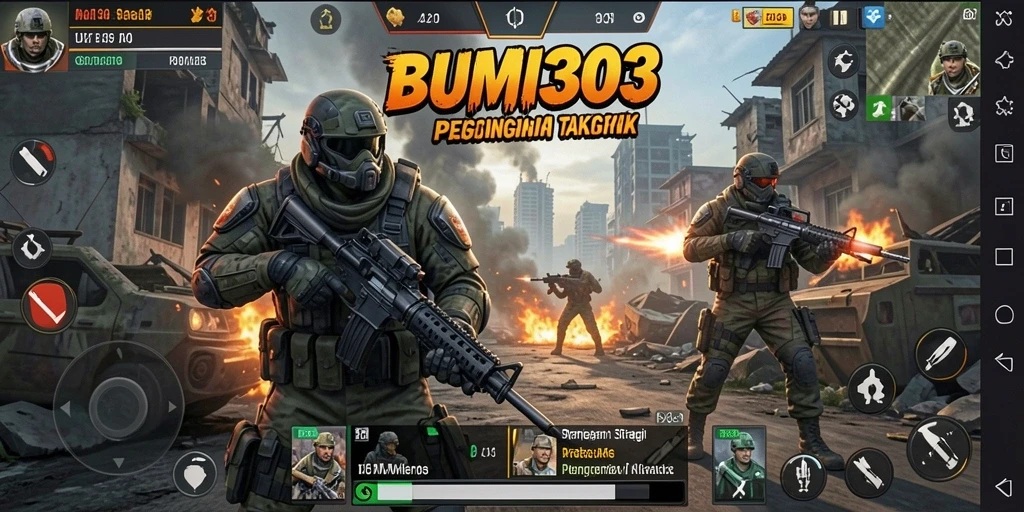 Menampilkan aksi intens dalam permainan strategi BUMI303.