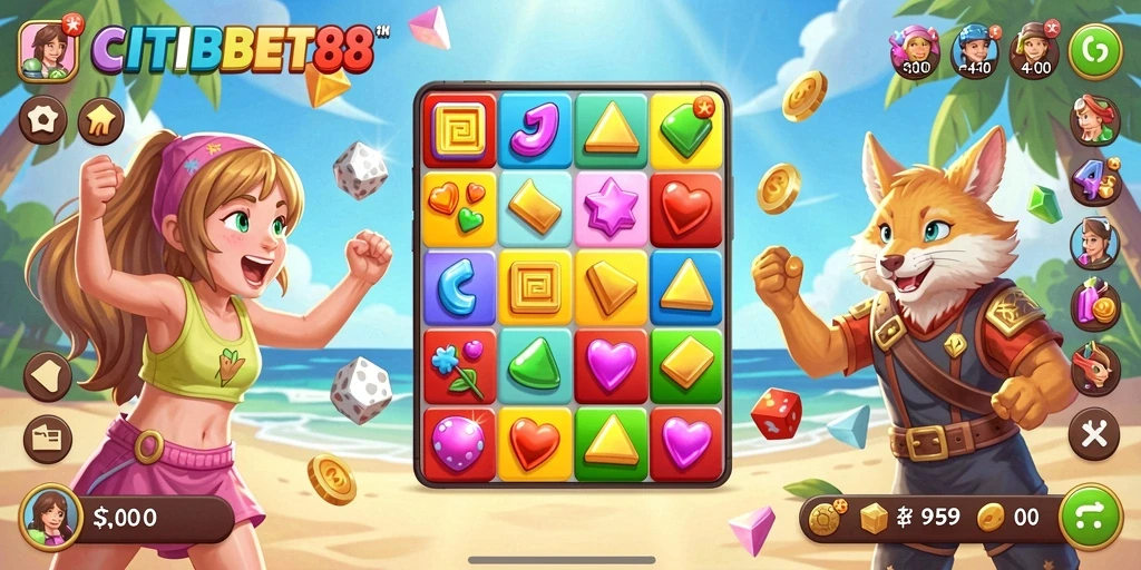 Tangkapan layar gameplay CITIBET88 menunjukkan keseruan dalam mencocokkan benda-benda.