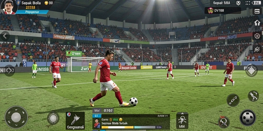 Tampilan gameplay yang menegangkan dalam DV188 dengan aksi sepak bola dinamis.