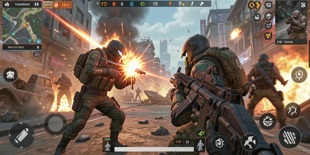 Gameplay F32 yang menegangkan dengan aksi pertempuran seru.