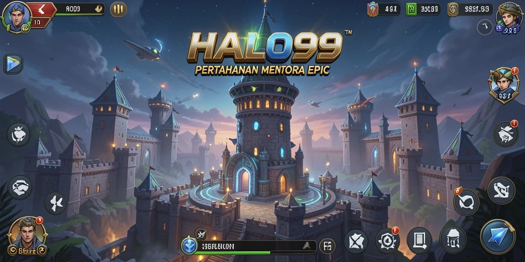 Gameplay strategis menara dalam HALO99 yang menampilkan aksi menegangkan.