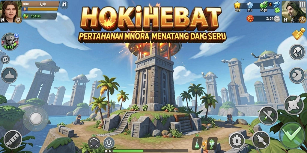 Screenshot utama HOKIHEBAT menampilkan aksi seru di Tower Defense.