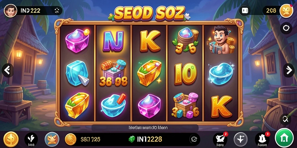 Tampilan gameplay Slot IN22 yang menarik dan penuh warna.