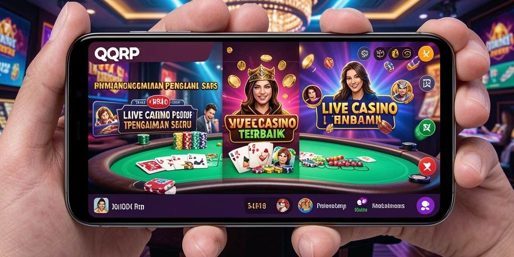 Screenshot QQRP menampilkan gameplay Live Casino yang mendebarkan.