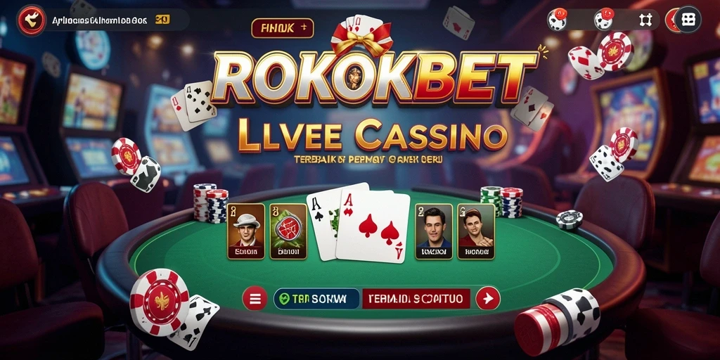 Tampilan gameplay ROKOKBET yang seru dengan dealer live di meja.