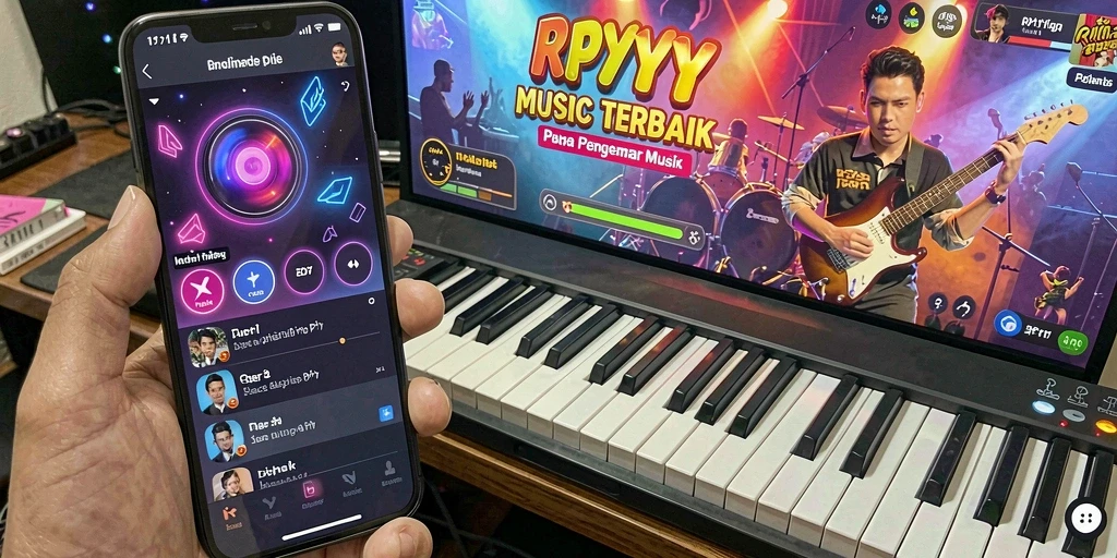 Tampilan gameplay RPYYY dengan berbagai genre musik yang menarik.