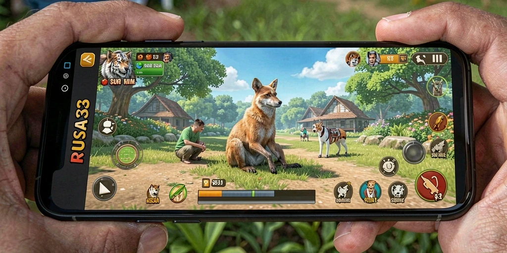 Screenshot gameplay RUSA33 menampilkan suasana permainan yang ceria dan mudah diakses.