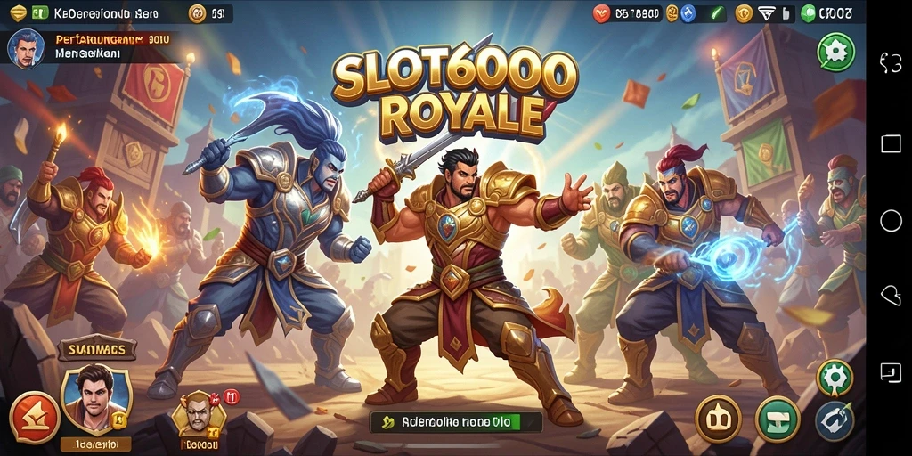 Tampilan gameplay pertarungan Royale yang mendebarkan dan penuh aksi.