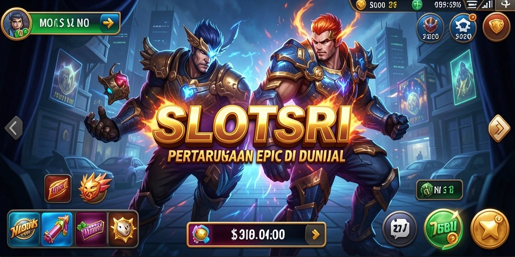 Screenshot gameplay SLOTSRI menampilkan aksi pertarungan yang intens.