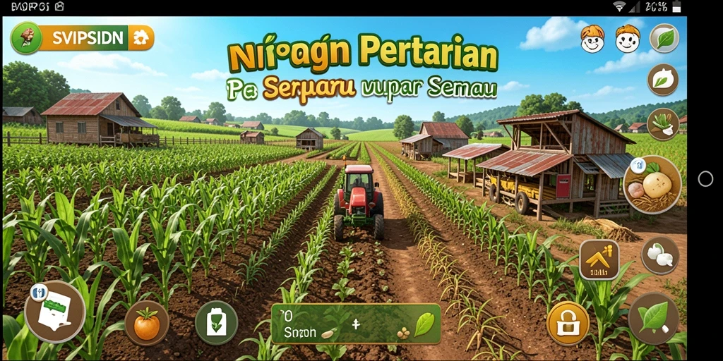 Screenshot gameplay SVIPSIDN menunjukkan petani aktif di ladang hijau.