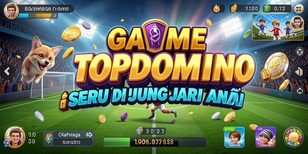 Tangkapan layar menunjukkan aksi seru dalam TOPDOMINO saat bermain olahraga.