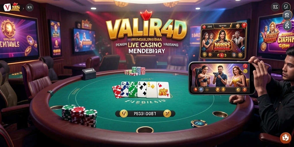 Gambar menampilkan dealer langsung dan pemain aktif dalam permainan Live Casino.