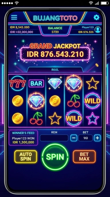 Tampilan antarmuka aplikasi bujangtoto yang user-friendly.
